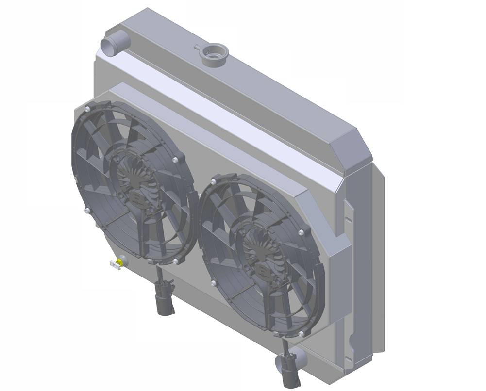Wizard Cooling Inc - Wizard Cooling - 1966-1967 Chevrolet Bel Air/ Impala (17.5" Core, w/ Factory Air) Aluminum Radiator w/ BRUSHLESS FANS & Shroud - 27300-202BL
