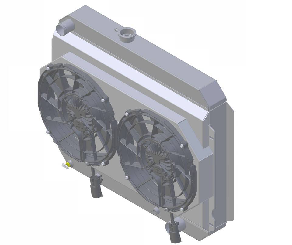 Wizard Cooling Inc - Wizard Cooling - 1966-1967 Chevrolet Bel Air/ Impala (17.5" Core, w/ Factory Air) Aluminum Radiator w/ BRUSHLESS FANS & Shroud - 27300-112BL