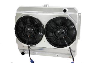 Wizard Cooling Inc - Wizard Cooling - 1966-1969 26" (B/B) Mopar Applications Aluminum Radiator (w/ BRUSHLESS FAN PACKAGE) - 1640-202BL