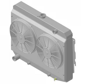 Wizard Cooling Inc - 1970-73 26" B/B Mopar Applications Aluminum Radiator (w/ Standard Brush Style Fans) - 375-212MD