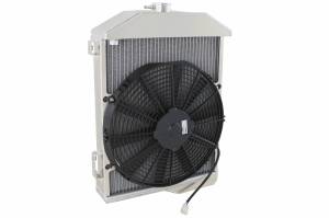 Wizard Cooling Inc - 1959-1968 Austin Healey 3000 Aluminum Radiator with PUSHER Fan (Electrical Kit Included) - 98002-107LP