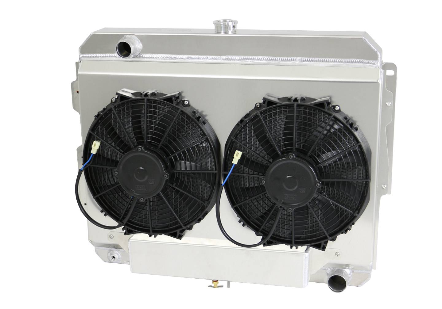 Wizard Cooling Inc - Wizard Cooling - 1966-1969 26" (S/B) Mopar Applications Aluminum Radiator (W/ Brush Fans) - 1638-102MDX