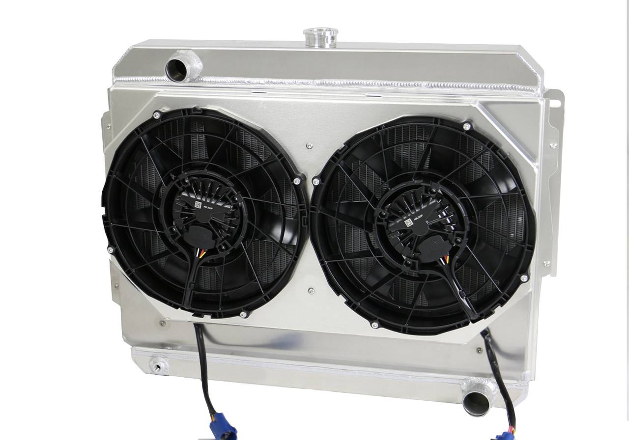 Wizard Cooling Inc - Wizard Cooling - 1966-1969 26", Small Block, Mopar Applications Aluminum Radiator w/ Brushless Fans - 1638-202BL