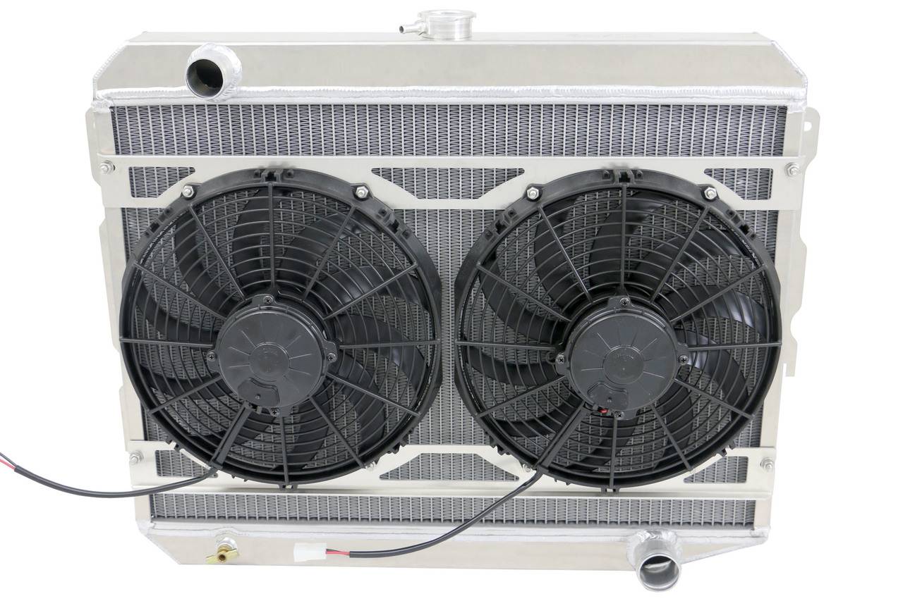 Wizard Cooling Inc - Wizard Cooling - 1970-1973 26" S/B Mopar Applications Aluminum Radiator (w/ HIGH PERFORMANCE Fan and Bracket) - 374-203HP