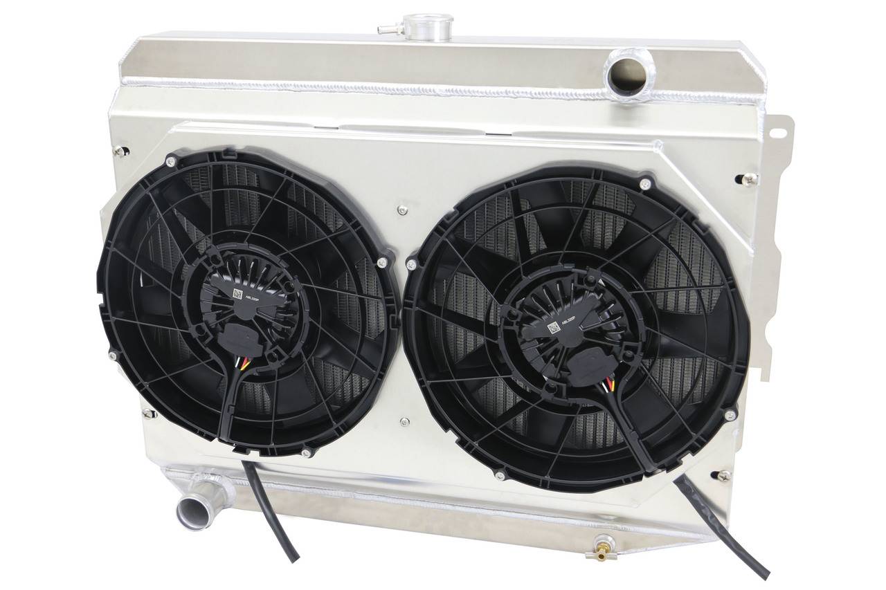 Wizard Cooling Inc - 1970-73 26" B/B Mopar Applications Aluminum Radiator & (SHROUD w/ BRUSHLESS FANS) - 375-102BL