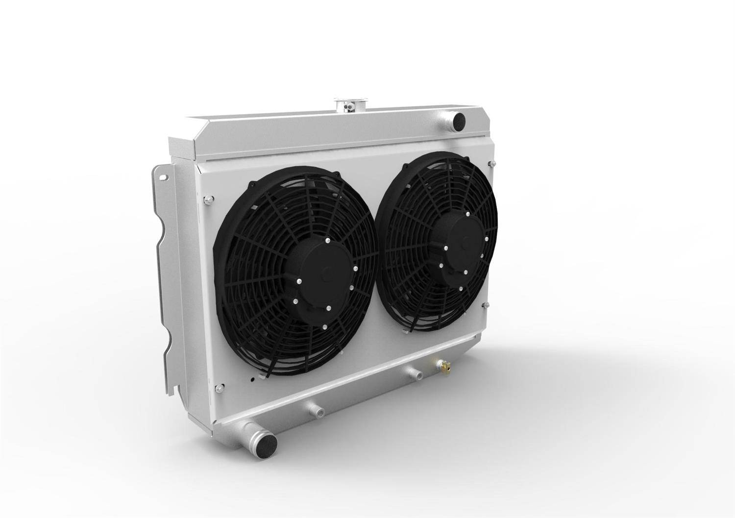 Wizard Cooling Inc - 1970-73 26" B/B Mopar Applications Aluminum Radiator (w/ Standard Brush Style Fans) - 375-112MD