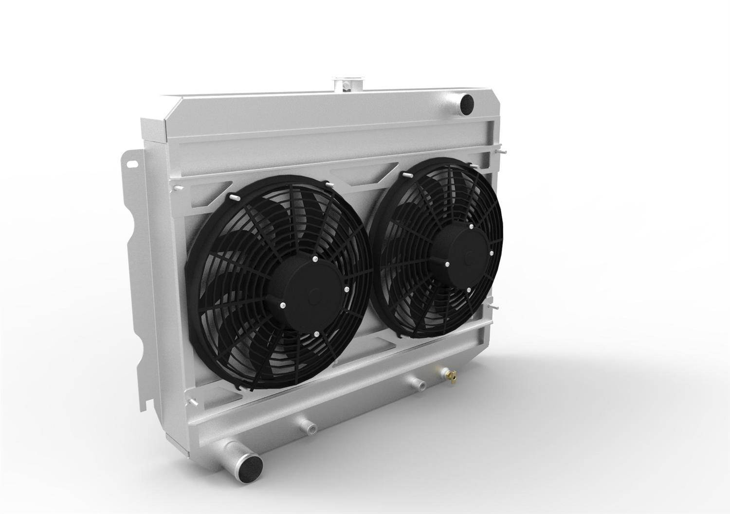 Wizard Cooling Inc - 1970-73 26" B/B Mopar Applications Aluminum Radiator (w/ Standard Brush Style Fans) - 375-113MD