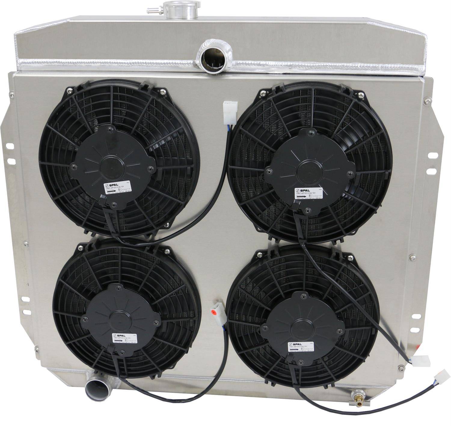 Wizard Cooling Inc - Wizard Cooling - 1957-1960 Ford Truck Aluminum Radiator (w/ 4-Spal Low Profile Fans) - 98505-114LP