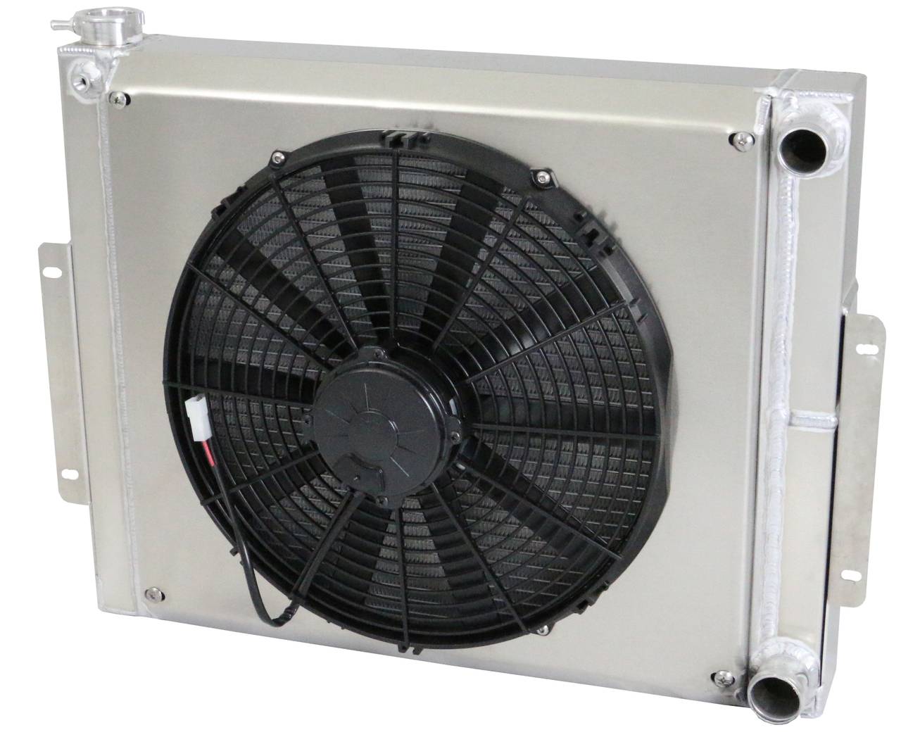 Wizard Cooling Inc - Wizard Cooling - 1976-1986 Jeep CJ Crossflow (Chevy V8, LS) Aluminum Radiator (w/ Brush Fans & Shroud) - 1015-108LSMD