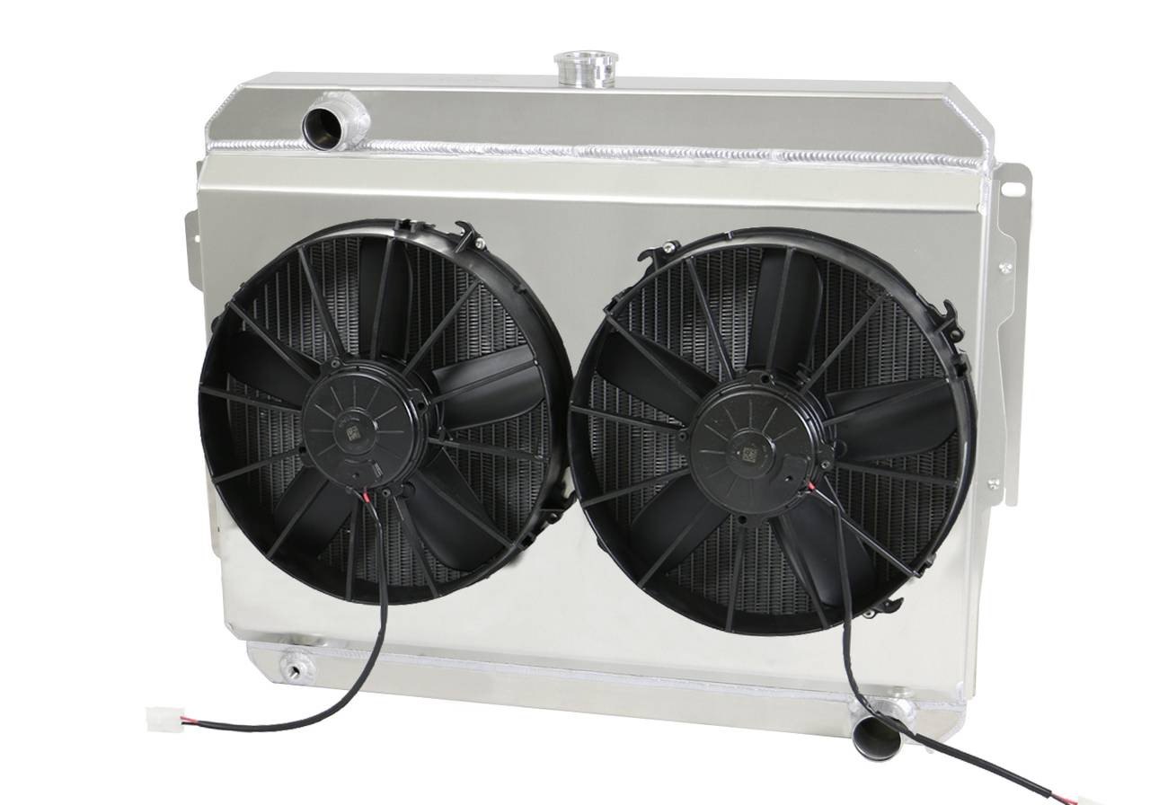 Wizard Cooling Inc - Wizard Cooling - 1966-1969 26" (S/B) Mopar Applications Aluminum Radiator (W/ Brush Fans) - 1638-102PD