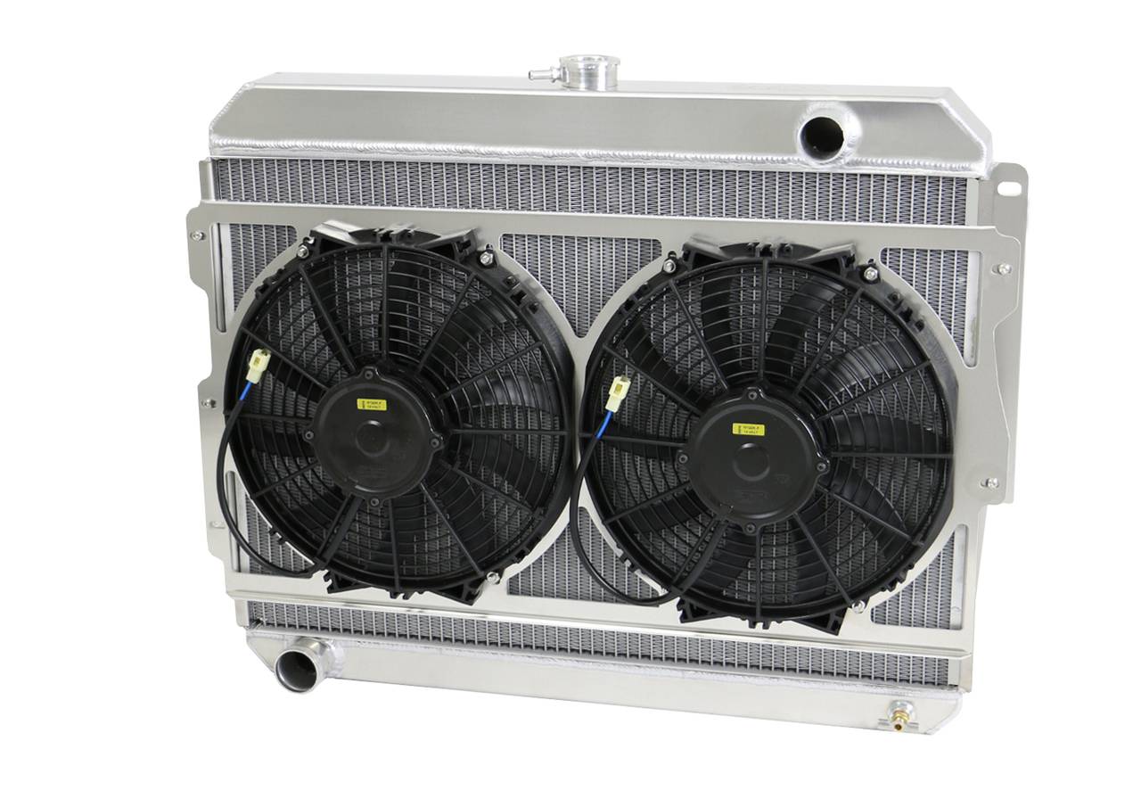 Wizard Cooling Inc - Wizard Cooling - 1966-1969 26" (B/B) Mopar Applications Aluminum Radiator (W/ Brush Fans) - 1640-103LP