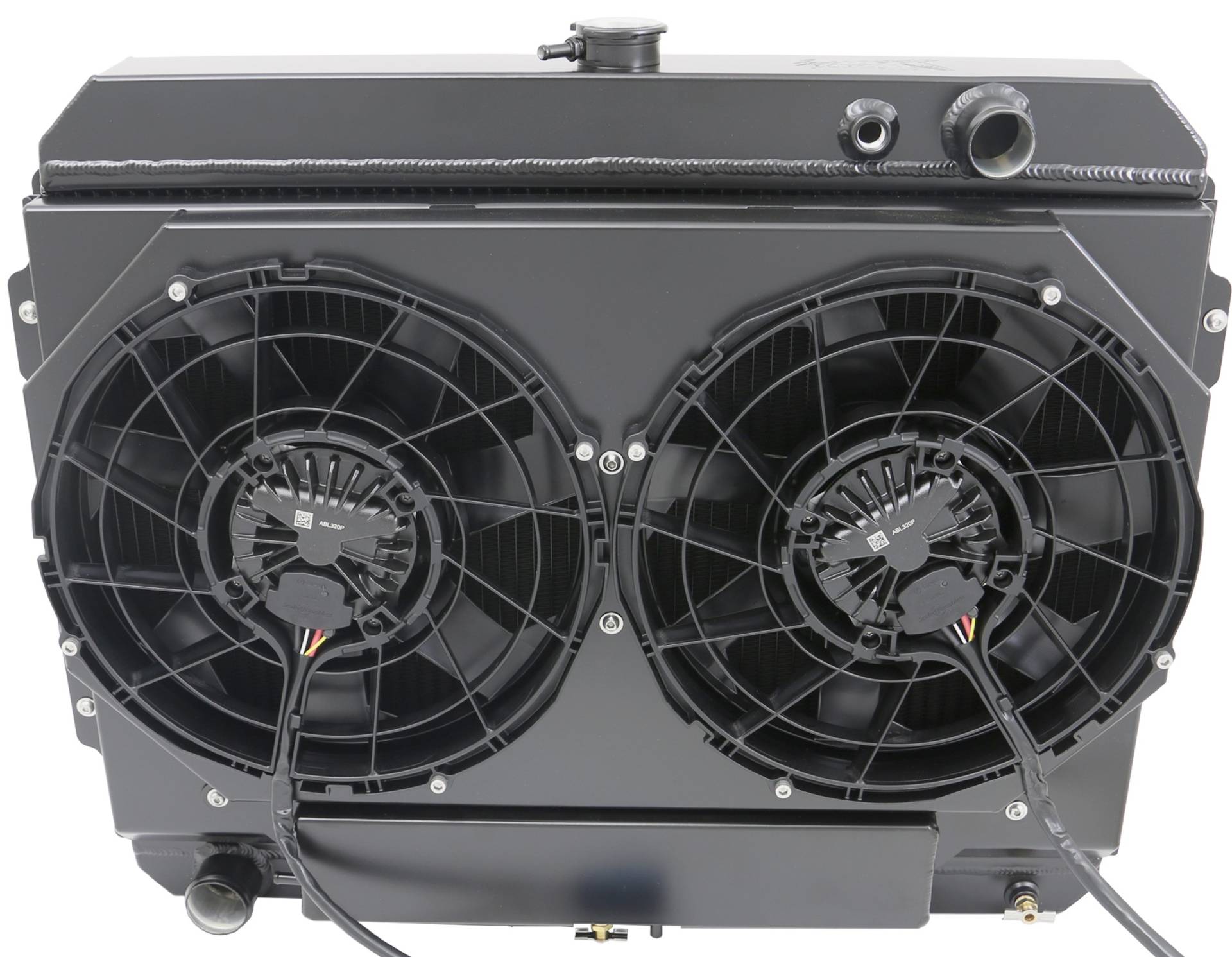 Wizard Cooling Inc - Wizard Cooling - 1966-1969 26" (B/B) Mopar Applications Aluminum Radiator (w/ BRUSHLESS FAN PACKAGE) - 1640-202BLACPC