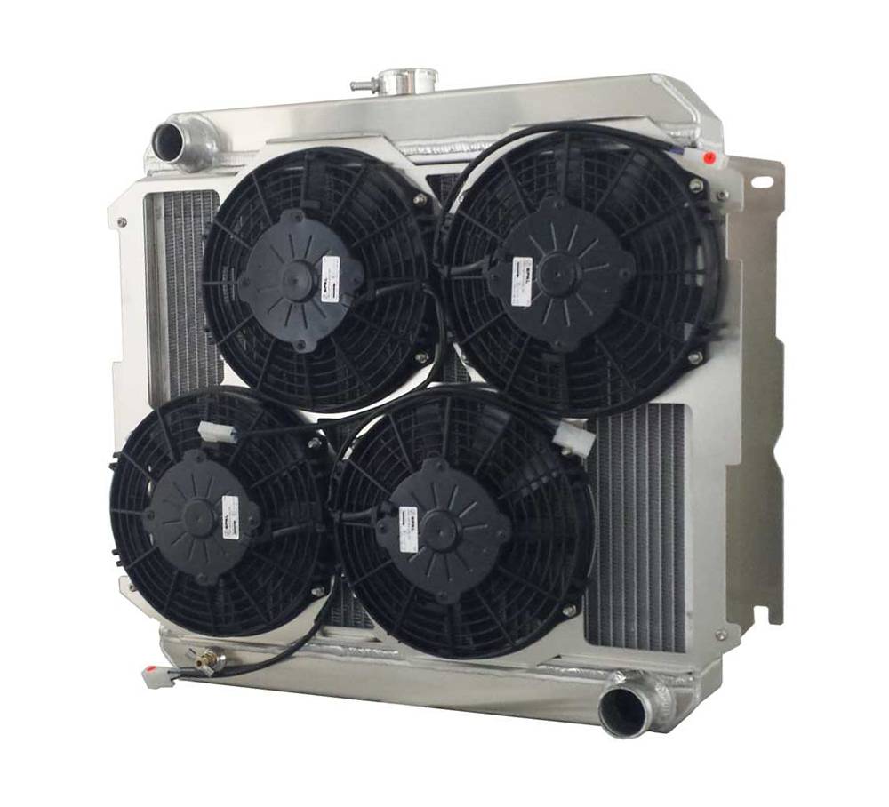 Wizard Cooling Inc - Wizard Cooling - 1966-1969 22" Core (V8) Mopar Applications Aluminum Radiator & QUAD Fan Package - 1650-109LP
