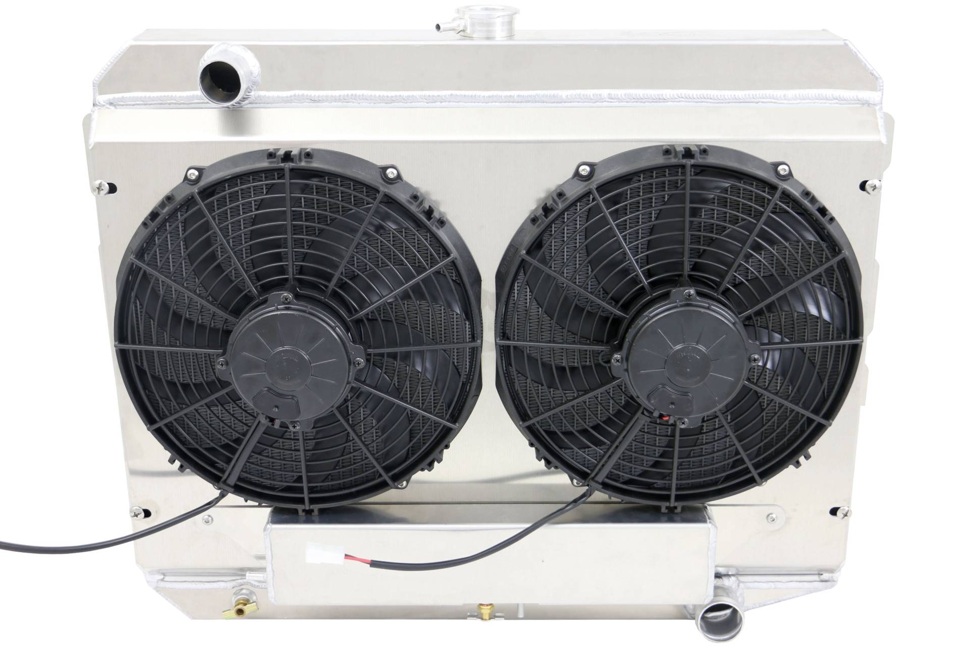 Wizard Cooling Inc - Wizard Cooling - 1970-1973 26" S/B Mopar Applications Aluminum Radiator (w/ MEDIUM PROFILE Fan, Shroud, And Expansion Tank) - 374-102MDX