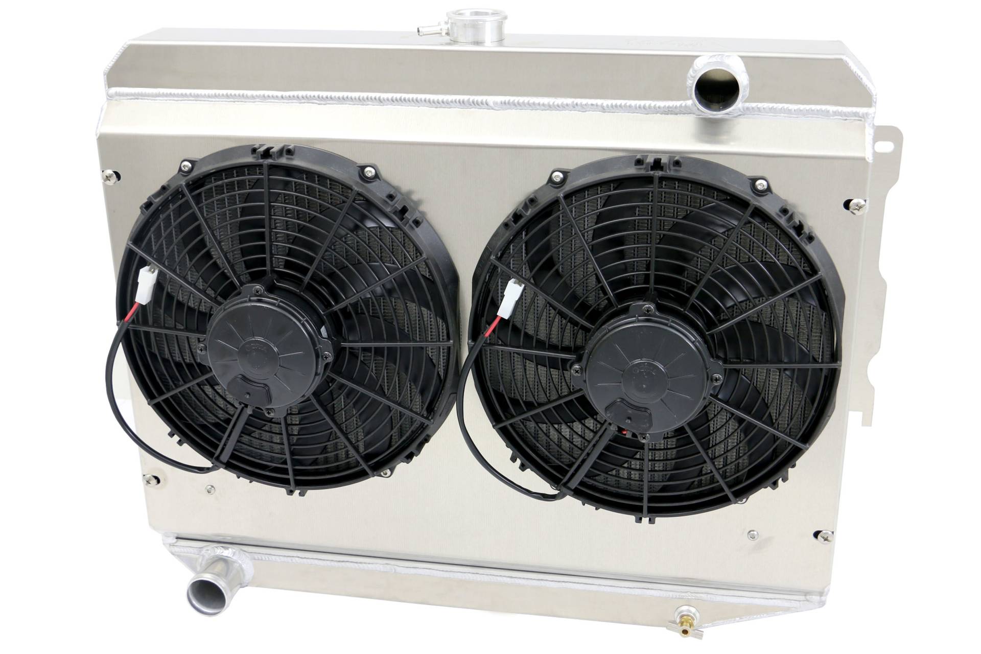 Wizard Cooling Inc - Wizard Cooling - 1970-73 26" B/B Mopar Applications Aluminum Radiator (w/ Standard Brush Style Fans) - 375-102LP