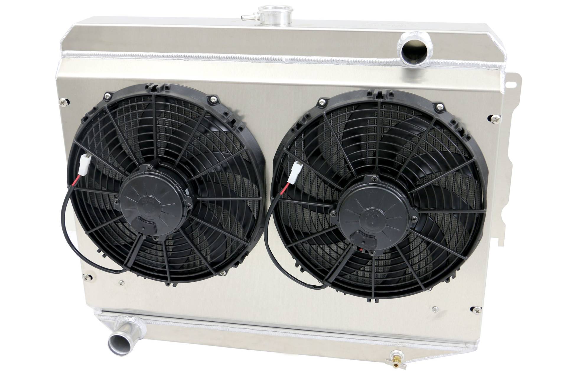 Wizard Cooling Inc - 1970-73 26" B/B Mopar Applications Aluminum Radiator (w/ Standard Brush Style Fans) - 375-102MD