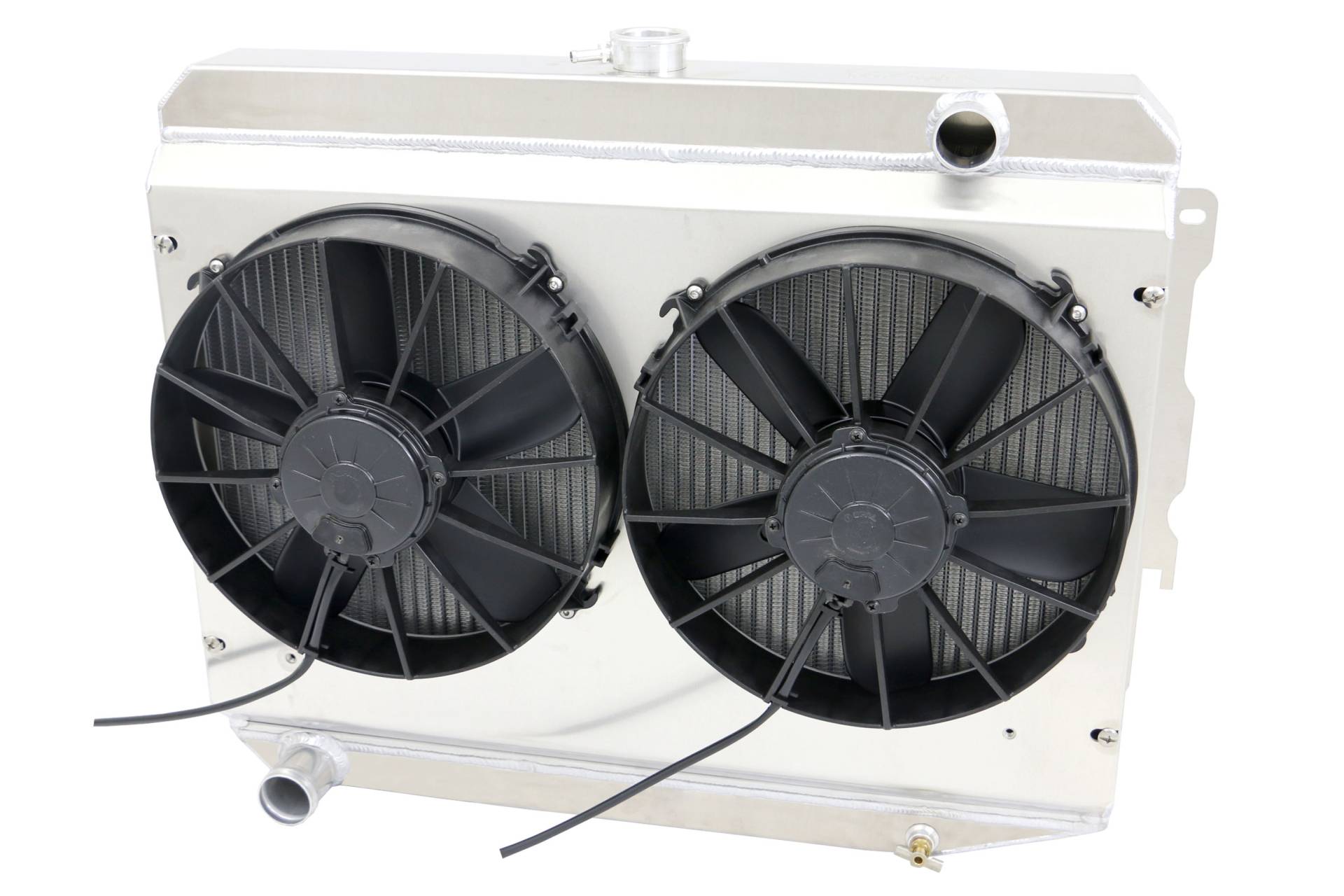 Wizard Cooling Inc - 1970-73 26" B/B Mopar Applications Aluminum Radiator (w/ Standard Brush Style Fans) - 375-102PD