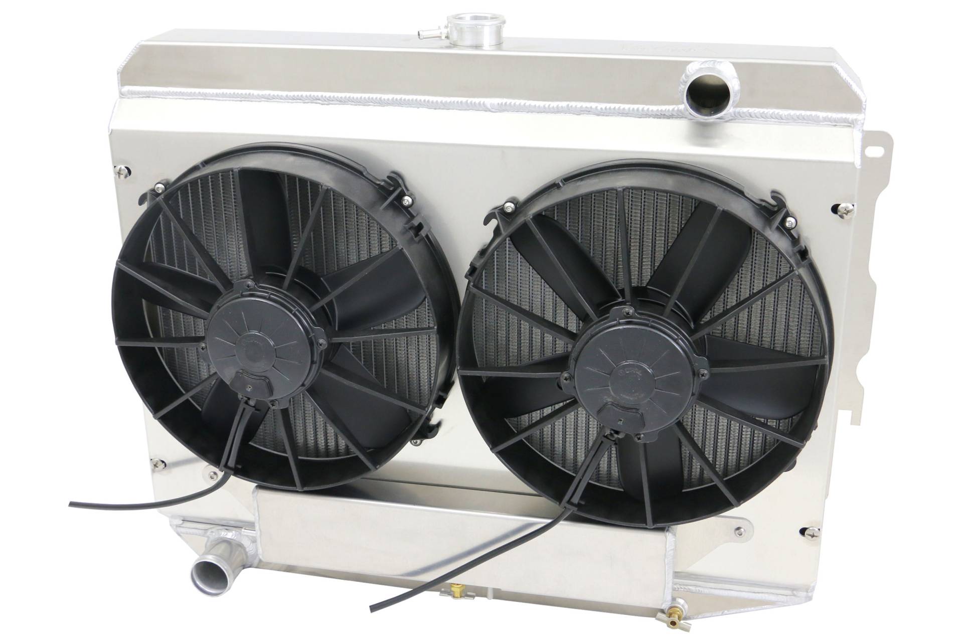 Wizard Cooling Inc - 1970-73 26" B/B Mopar Applications Aluminum Radiator (w/ Standard Brush Style Fans) - 375-102PDX