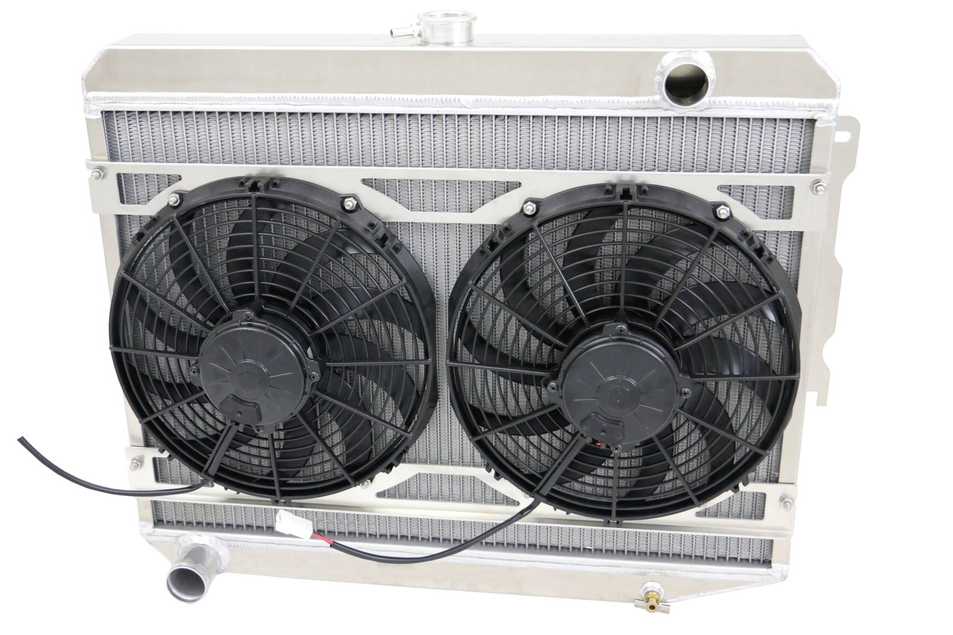 Wizard Cooling Inc - 1970-73 26" B/B Mopar Applications Aluminum Radiator (w/ Standard Brush Style Fans) - 375-103HP