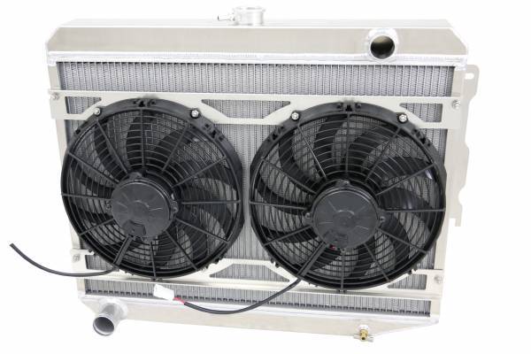 Wizard Cooling Inc - 1970-73 26" B/B Mopar Applications Aluminum Radiator (w/ Standard Brush Style Fans) - 375-103MD