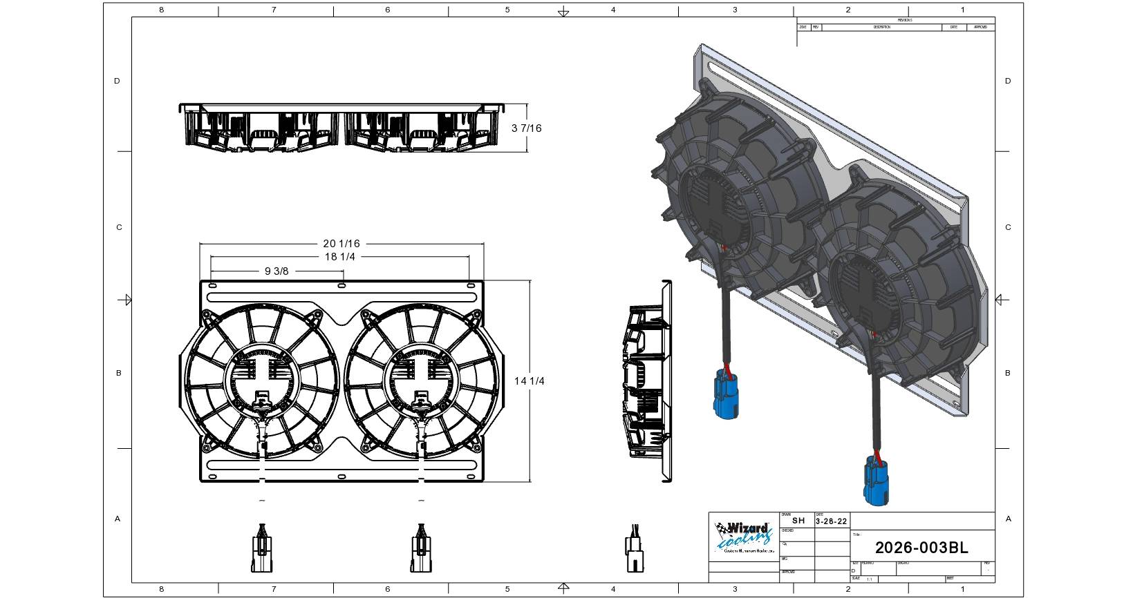 Wizard Cooling Inc #2026-003BL 1986-91 PORSCHE 944 Turbo & 1992-95