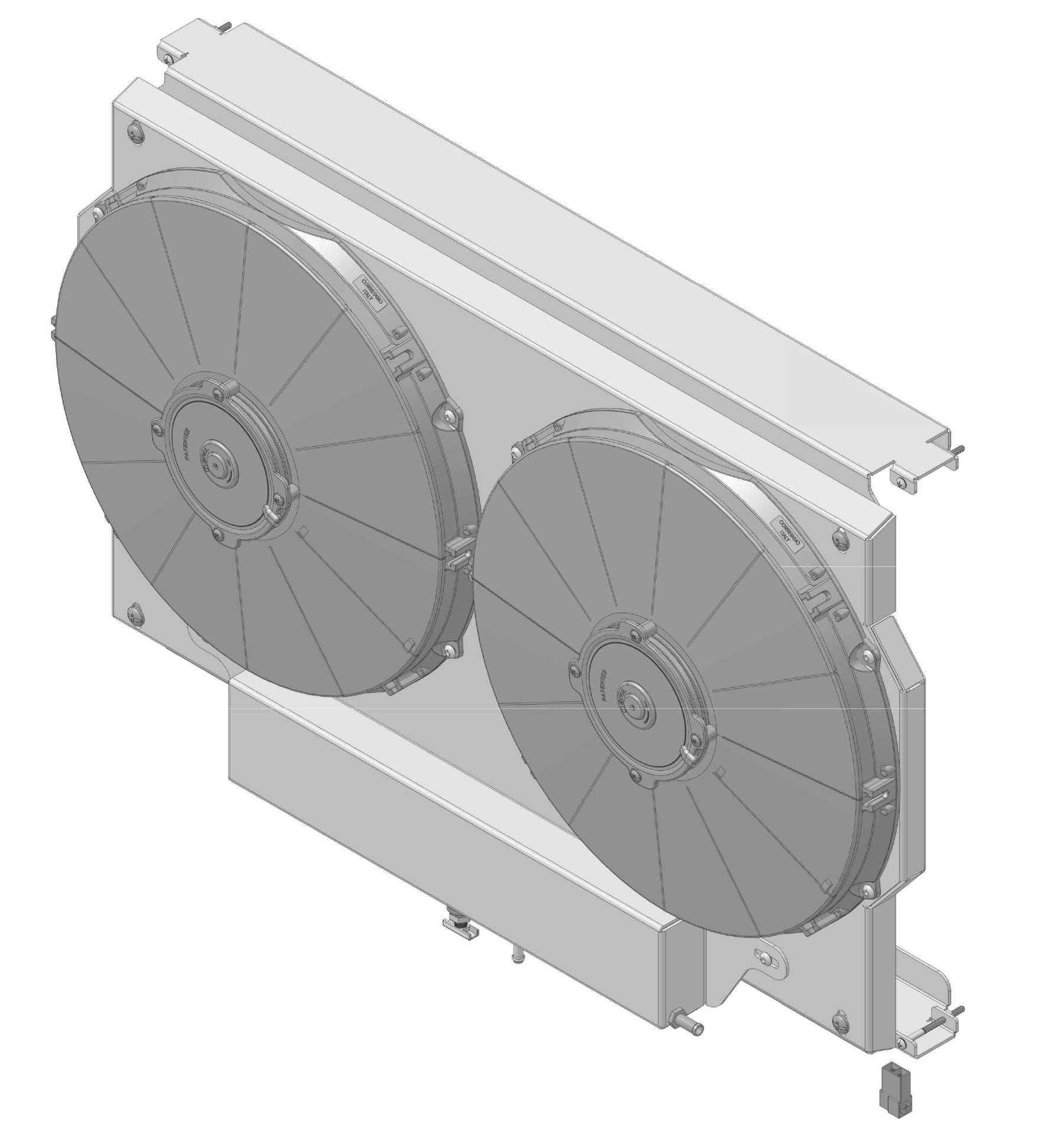 Wizard Cooling Inc - 28.25" Wide Aluminum Shroud w/ Standard MEDIUM PROFILE Brush Style Fan & OVERFLOW TANK- 361-002MD225XR