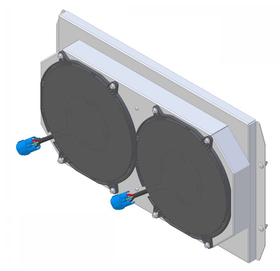 Wizard Cooling Inc - 1976-1986 Jeep CJ SHROUD (DOWN FLOW) mount DUAL BRUSHLESS Fans - 583-002BL