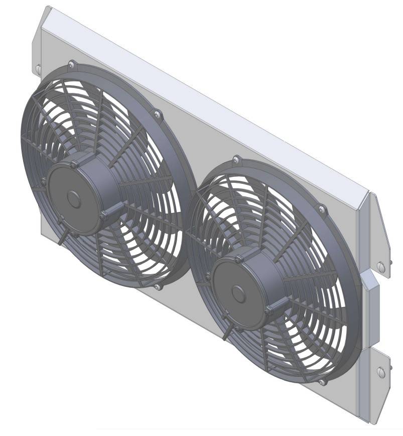 Wizard Cooling Inc - 1976-1986 Jeep CJ SHROUD (DOWN FLOW) mounted LOW PROFILE Brush Style Fans - 583-002LP