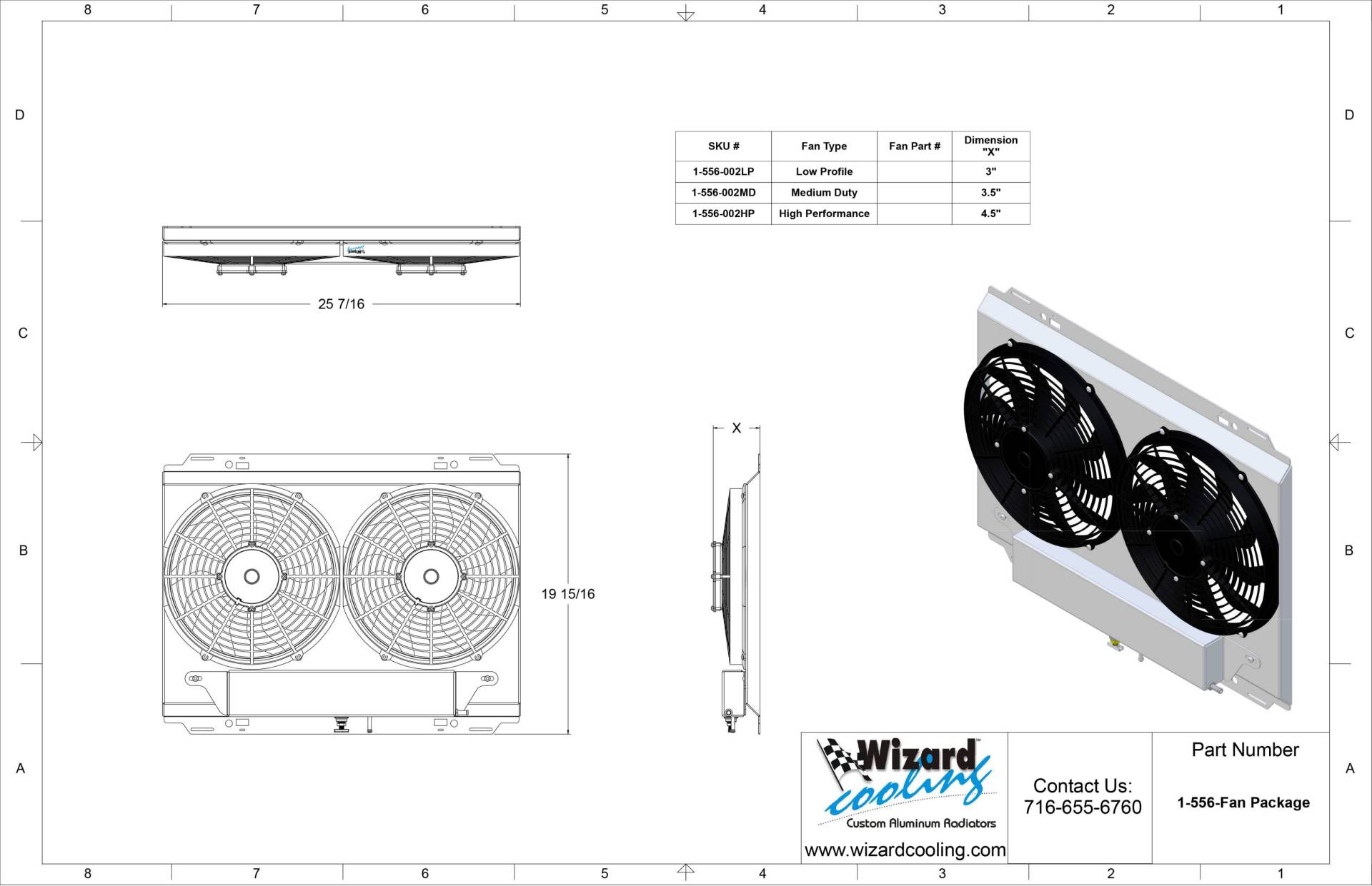 Wizard Cooling Inc - 1980-1993 Ford Mustang (SHROUD w/ MEDIUM DUTY FANS) - 556-002MD