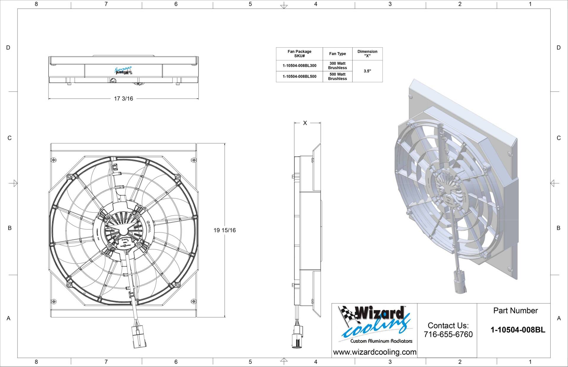 Wizard Cooling Inc - 1940-1941 Chevrolet Street Rod (SHROUD w/ BRUSHLESS 300watt Fan) - 10504-008BL300