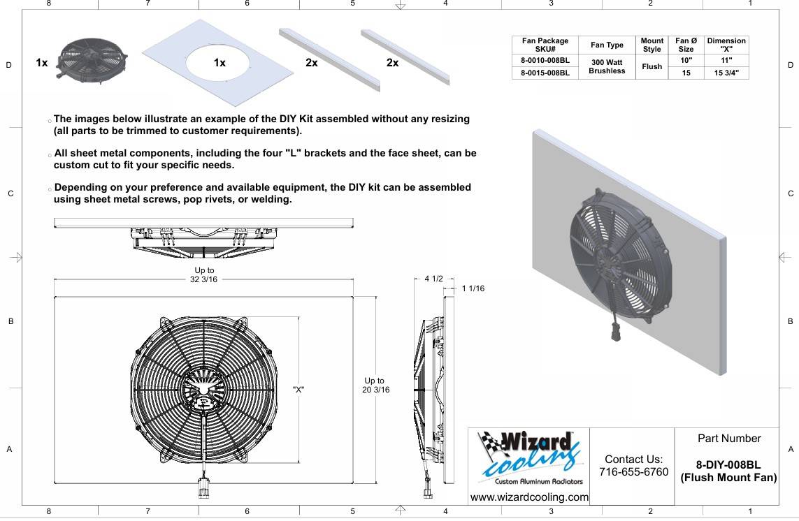 Wizard Cooling #8-0015-008BL-500 15