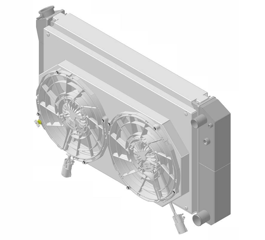 Wizard Cooling Inc - Wizard Cooling - 28.25" Various GM Applications Aluminum Radiator (LS SWAP) w/ Shroud Brushless 12" Fans - 361-102LSBL