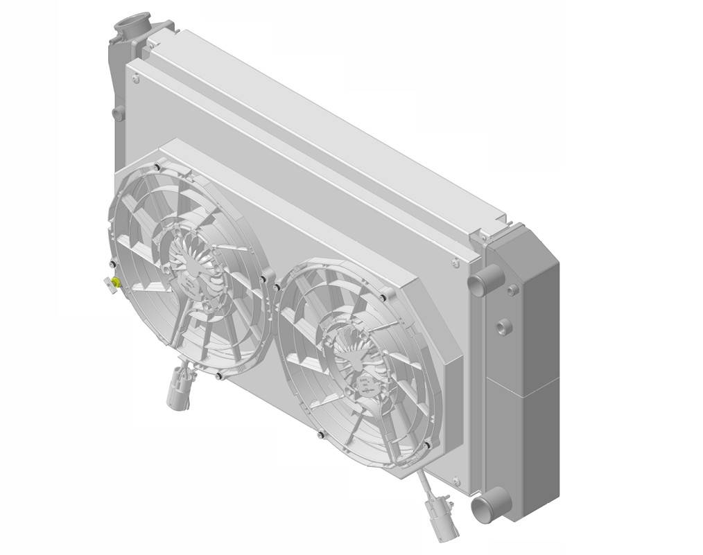 Wizard Cooling Inc - Wizard Cooling - 28.25" Various GM Applications Aluminum Radiator (LS SWAP) w/ Shroud Brushless 12" Fans - 361-112LSBL
