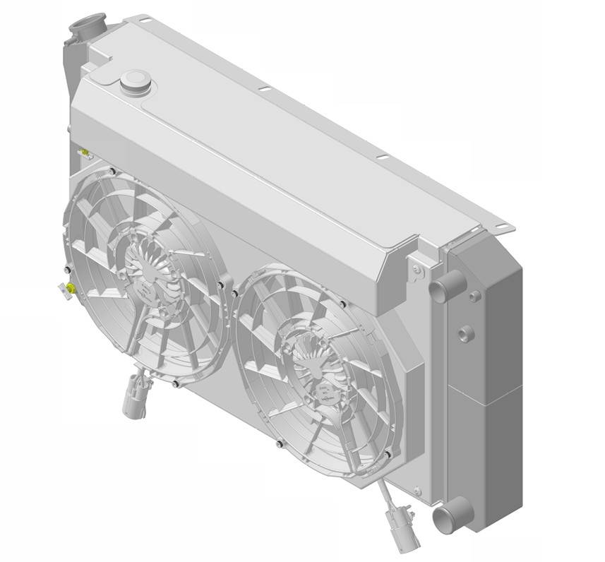 Wizard Cooling Inc - Wizard Cooling - 28.25" Various GM Applications Aluminum Radiator (LS SWAP) w/ Shroud Brushless 12" Fans & X Tank - 361-102LSBLXL