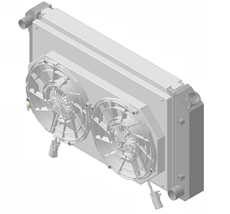 Wizard Cooling Inc - Wizard Cooling - 28.25" Various GM Applications Aluminum Radiator w/ 12" BRUSHLESS FANS - 361-112BL