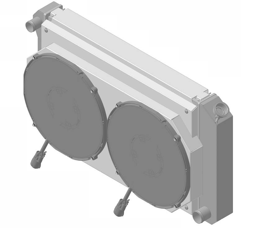Wizard Cooling Inc - Wizard Cooling - 28.25" Various GM Applications Aluminum Radiator w/ Shroud Brushless 14" Fans 300 watt - 361-102BL300