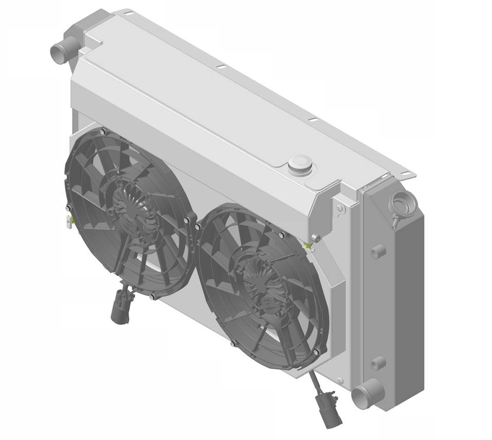Wizard Cooling Inc - Wizard Cooling - 28.25" Various GM Applications Aluminum Radiator (SB/BB) w/ Shroud Brushless 12" Fans & X Tank - 361-112BLXR
