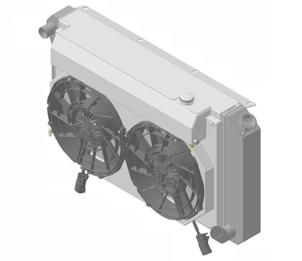 Wizard Cooling Inc - 1967-1972 Chevrolet Trucks Aluminum Radiator (w/ Shroud Brushless 12" Fans & X Tank) - 366-202BLXR