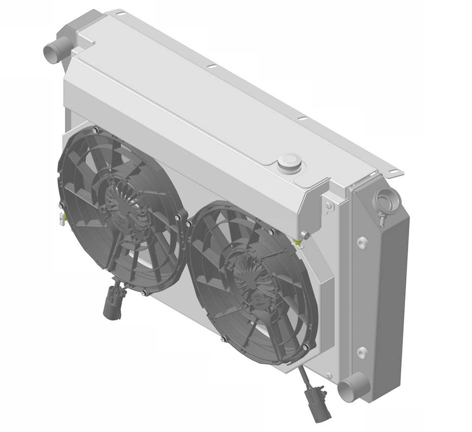 Wizard Cooling Inc - 1966-1974 Oldsmobile Cutlass (+ other cars from 1966-90) Aluminum Radiator (w/ 12" Brushless Fan, Shroud & X Tank) - 362-112BLXR