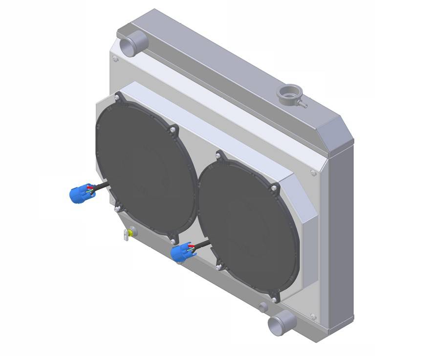 Wizard Cooling Inc - 1965 Oldsmobile Cutlass /442 Aluminum Radiator (17.5" Core w/out Factory AC) With Brushless Fans - 25180-212BL