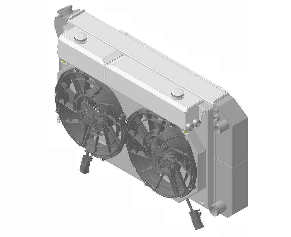 Wizard Cooling Inc - 1970-1981 Pontiac Firebird / Trans AM (27.25" Wide Core) Supercharged (LS Swap) Complete Radiator & Cooling System - 477-212LSBLACINXX300