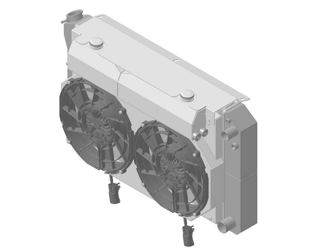Wizard Cooling Inc - 26.25" Various GM Applications Aluminum Radiator (SUPERCHARGED LS SWAP, BRUSHLESS) - 562-202LSBLACINXX300