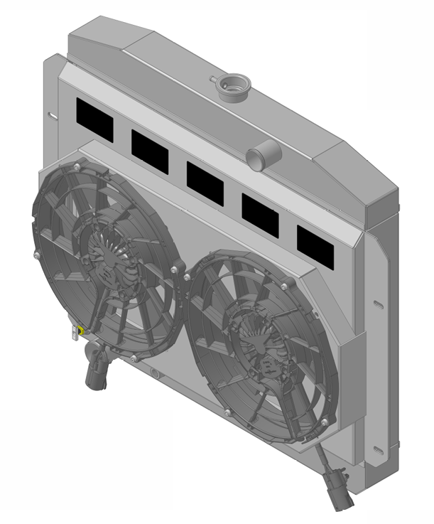 Wizard Cooling Inc - 1961-1964 Ford Truck Aluminum Radiator (W/ BRUSHLESS Fan & Shrouds) - 98508-212BL