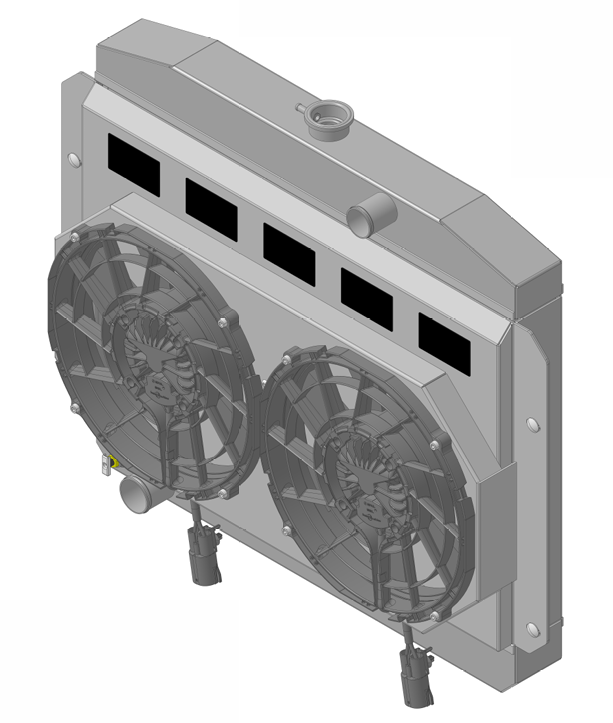 Wizard Cooling Inc - 1961-1964 Ford Truck Aluminum Radiator (W/ BRUSHLESS Fan & Shrouds) - 98508-202BL