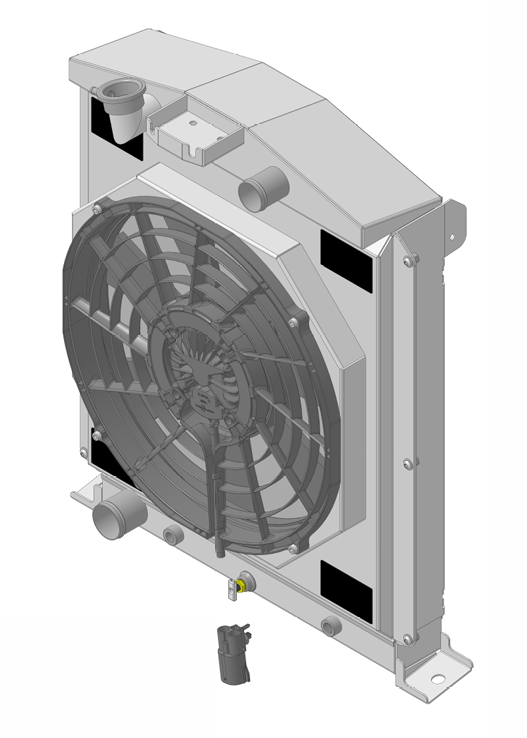 Wizard Cooling Inc - 1938-1939 Ford Trucks (FORD V8) Aluminum Radiator (w/ BRUSHLESS FAN Package) - 98480-218BL300