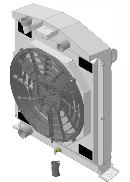 Wizard Cooling Inc - 1938-1939 Ford Trucks (FORD V8) Aluminum Radiator (w/ BRUSHLESS FAN Package) - 98480-208BL300