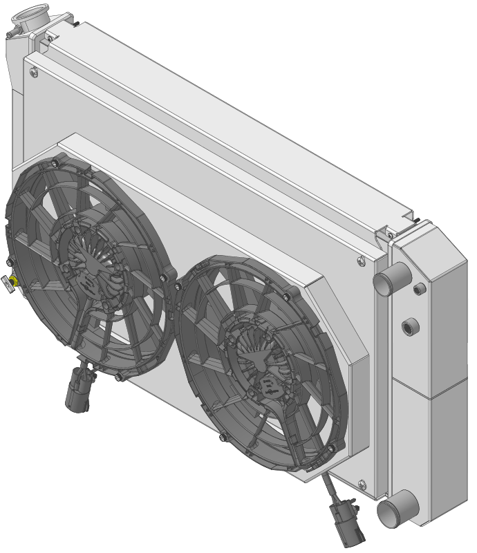 Wizard Cooling Inc - Wizard Cooling - 28.25" Various GM Applications Aluminum Radiator (LS SWAP) w/ Shroud Brushless 12" Fans - 361-102LSBL