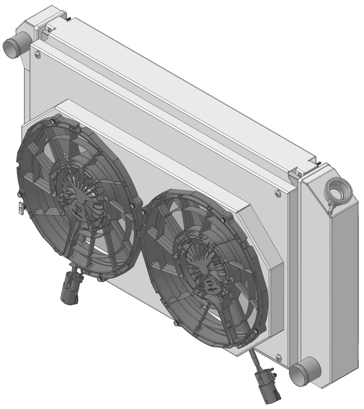 Wizard Cooling Inc - Wizard Cooling - 28.25" Various GM Applications Aluminum Radiator w/ 12" BRUSHLESS FANS - 361-202BL