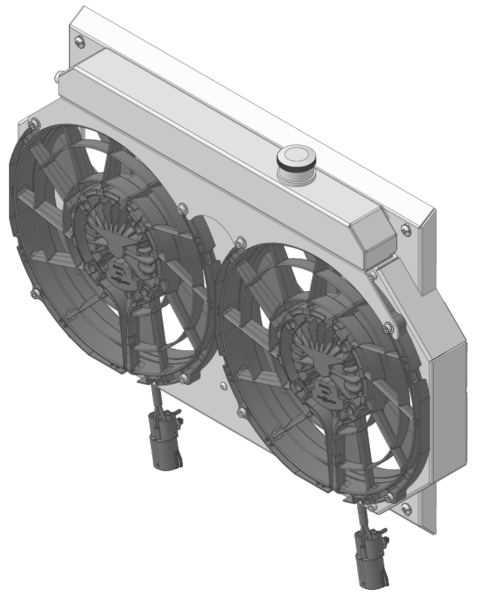 Wizard Cooling Inc - 1967-1969 Camaro/ Z28/ Firebird (SHROUD w/ BRUSHLESS FANS & EXPANSION TANK / LEFT CONNECTION) - 370-002BLXL300 (for LS Radiators)
