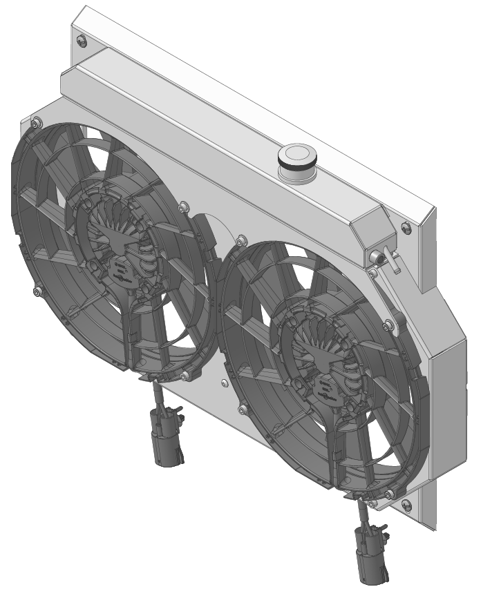 Wizard Cooling Inc - 1967-1969 Camaro/ Z28/ Firebird (SHROUD w/ BRUSHLESS FANS & EXPANSION TANK / RIGHT CONNECTION) - 370-002BLXR300 (for SB / BB Radiators)